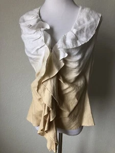 Farinaz Taghavi Leinen Steampunk dramatisch Rüschen Dip gestorben ombre Top Shirt Gr. 12 - Bild 1 von 7