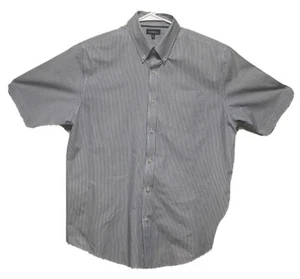 CROFT & BARROW Men's Shirt Button Down Short Sleeve Blue Stripes Size M Regular - Picture 1 of 5