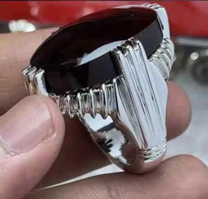 One black Yemeni aqeeq one white dur e najaf custom listing for two rings - Picture 1 of 2