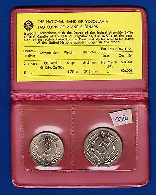 THE NATIONAL BANK OF YUGOSLAVIA, FAO COINS OF 2 AND 5 DINARS 1970, UNCIRCULATED  - Image 1 of 3
