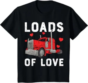Kids Boys Valentines Day Hearts Loads of Love Truck Toddler Kids T-Shirt - Picture 1 of 3