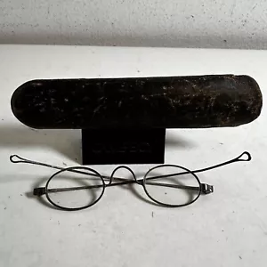 Vintage Silver Oval Clear Glasses Spectacles with Leather Case Tear Drop - Picture 1 of 11