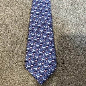 Vineyard Vines Blue Democracy Donkey 100% Silk Boy’s Neck Tie - Picture 1 of 8