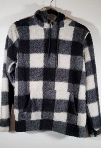 Woman's Brooklyn Cloth Black and white fuzzy Hooded Pullover Size Small - Picture 1 of 2