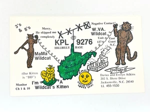 Vintage QSL Karte Amateurfunk CB Amateurfunk Darius Evelyn Adkins Wildcat KPL 9276 - Bild 1 von 2