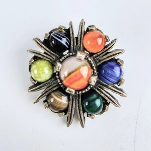 Vintage Scottish Brooch By Miracle - 7 Polishes Stones/Agates - Picture 1 of 2