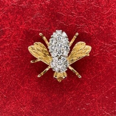 Broche o colgante Herbert Rosenthal oro 18K diamante y rubí abeja Foto 1 de 4