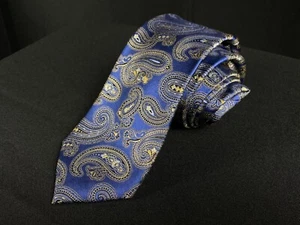 Paul Frederick Herren Krawatte Seide Italienisch Blau, Gelb Pasiley - Bild 1 von 8