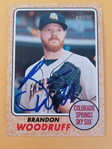 Brandon Woodruff Signed 2017 Topps Heritage Minors - Colorado Springs Sky Sox - Picture 1 of 1