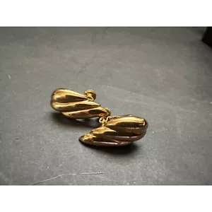 Vintage Goldtone Napier Leaf Earrings Screwback - Picture 1 of 5