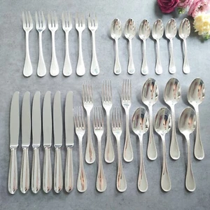 Christofle Perles 30pcs Silverplate Flatware Standard Knife Fork Spoon Very Good - Picture 1 of 24