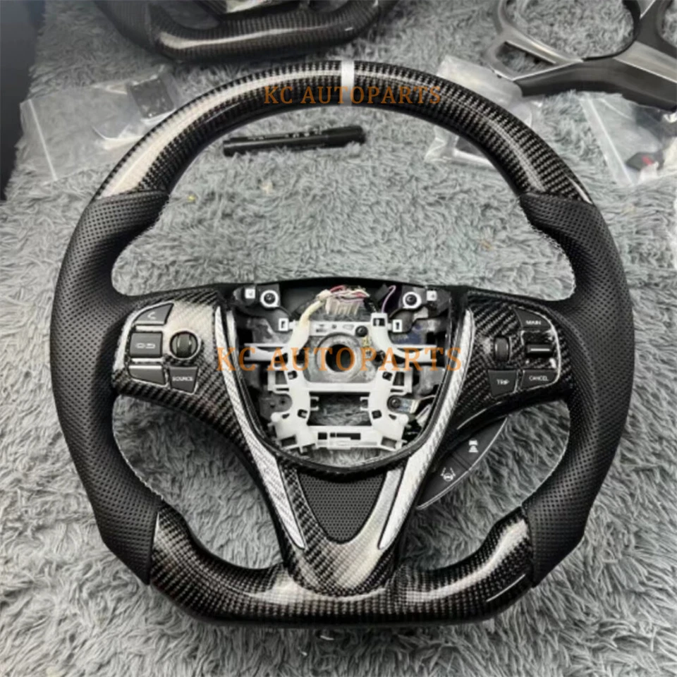Volante personalizado de fibra de carbono de cuero negro para Acura TLX 2015-2020  Foto 1 de 4