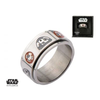 Anillo giratorio de acero inoxidable Star Wars VII: The Force Awakens BB-8, tamaño 10-12 Foto 1 de 4