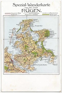 Insel Rügen 1910, Deutschland - detaillierte Wanderkarte - alte Postkarte - Bild 1 von 2