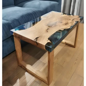 Black Epoxy Ocean Resin Dining Table Top, Live Edge Wooden Counter Top, Decor - Picture 1 of 2