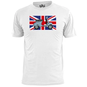 Herren blau Vespa Union Jack Roller T-Shirt Mod Jam Weller - Bild 1 von 2