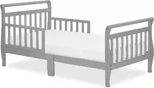 Classic Sleigh Toddler Bed in Cool Grey, JPMA Certified, Comes with Safety Rails - Picture 1 of 12