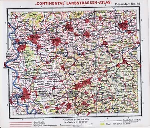 Ruhrgebiet 1925 orig Autoatlas-Karte Wuppertal Dortmund Solingen Duisburg Essen - Bild 1 von 1