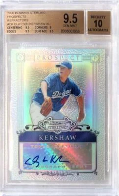 2006 Clayton Kershaw Sterling Auto Refractor RC- BGS 9.5 Gem Mint- #33/199 - Image 1 of 2