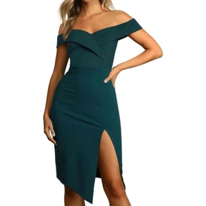 New Womens Off The Shoulder Dresses Cocktail Party Bodycon Split green - Picture 1 of 7
