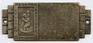 France Regarde St. Christopher Silvered Art Deco Medal 70x30mm 26gr !!! - Picture 1 of 2