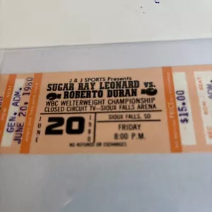 Sugar Ray Leonard Roberto Duran Boxing Championship Ticket 20.06.1980 CC TV 10 - Bild 1 von 7