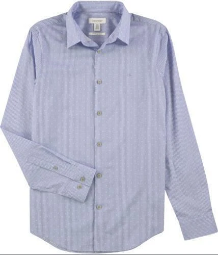 Camisa Calvin Klein Azul Estampado Diamante Rayas Abotonadas Hombres Talla 2XL NUEVA CON ETIQUETAS 565 Foto 1 de 1