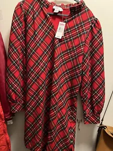 Vineyard Vines NWT $109 Size 12 Tartan Plaid Popover Shirt Dress Red Long Sleeve - Picture 1 of 4
