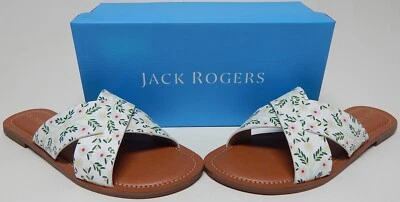 Jack Rogers Sloane Size US 7 M Women's Leather Cross Band Sandals Slotted Daisy - Image 1 of 4