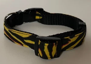 Zebra Anima Print COLLAR Cat Dog Small Pet Puppy Kitten Mini Yellow Black Medium - Picture 1 of 3