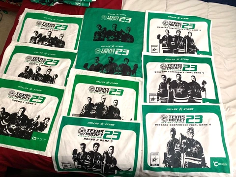 Dallas Stars Playoff Towels. One From Every Home Playoff Game and 4 LED Bracelet Cover