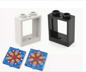 4 schwarze Rahmen Blumen Buntglas Fenster Bausteine Markenkompatibel   - Bild 1 von 1