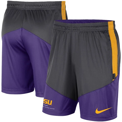 NWT Nike LSU Tigers Team Performance Knit Shorts XL Anthracite/Purple MSRP$45 Cover