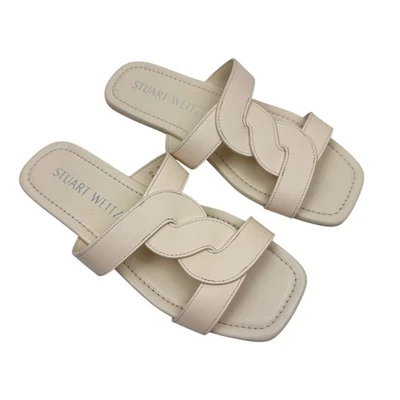 NEW Stuart Weitzman Ibiza Slide Sandal 7.5 Ivory Leather  - Image 1 of 4