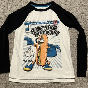 Super Hero Sandwich! Arizona Jean Co Child’s Small 8 Graphic Print Long Sleeve - Picture 1 of 3