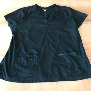 Koi Lite Medical Scrub Top Women XL Black Pocket V Neck Short Sleeve Nurse - Picture 1 of 11