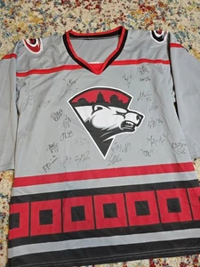 Charlotte Checkers AHL Hockey Jersey Autographed Signed Souvenir Gray Size XL - Picture 1 of 7