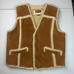 Vintage Echtleder Weste Lammfell Fleece gefüttert Exzellentes Leder Herren Gr. L - Bild 1 von 12