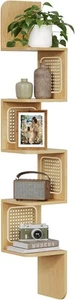 VASAGLE 5-Tier Corner Shelf, Wall Mounted Floating Zigzag Oak Beige - Picture 1 of 7