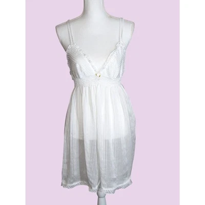 复古 Y2K 婴儿娃娃睡衣 Oscar De La Renta 尺寸 M 透明白色女性性感 — 第 1/4 张图片