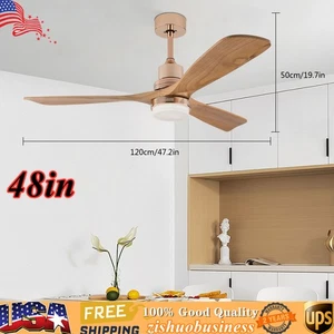 48'' Ceiling Fan Light Timer Dimmable LED Pendant Lamp With Remote Control - Picture 1 of 11