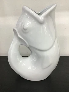 Large GurglePot Gurgle Pot Fish White Jug - 25 cm Tall - Picture 1 of 5