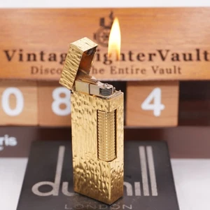 Encendedor Dunhill patrón de corteza dorada _limpiado ultrasónico_funcionando - Imagen 1 de 19