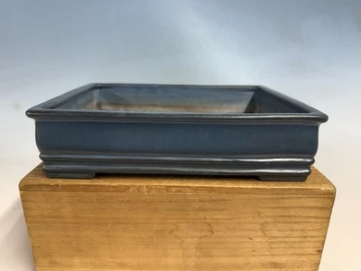 "Hermosa maceta de árbol bonsái japonés esmaltado azul horno Tosui 9 1/2"" forma" Foto 1 de 4