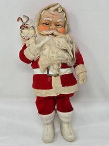 BAMBOLA DI NATALE VINTAGE MCM BABBO NATALE DIPINTA A MANO VISO ROSSO VESTITO FELTRO GIAPPONE 12" - Foto 1 di 7