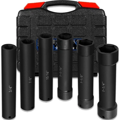 1/2 Inch Drive Extended Length Impact Socket Set - 6 Piece Extra Deep Impact ... - Image 1 of 4