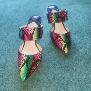 Moda in Pelle Snake Print Pointed Mule Court Shoe Kremi Size 40 - Picture 1 of 11