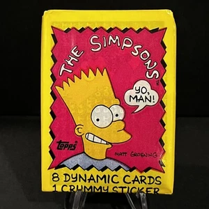 THE SIMPSONS SEALED PACK OF TRADING CARDS SERIES 1 TOPPS "8 CARDS + 1 STICKER" - Picture 1 of 2