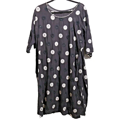 Lindo Vestido Vaina Negro Blanco Bordado Lunares Preppy Extravagante Twee XXL Manga 1/2 Foto 1 de 4