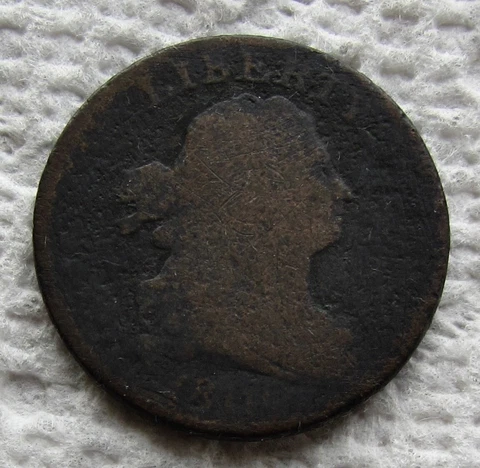 1800 1/2C BN Draped Bust Half Cent Early Rare Date Type Coin Corroded Cover